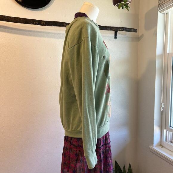Desert Dreamer Green Oversized " Be Kind to Nature " Crewneck Sweater Size XS - Picture 3 of 12
